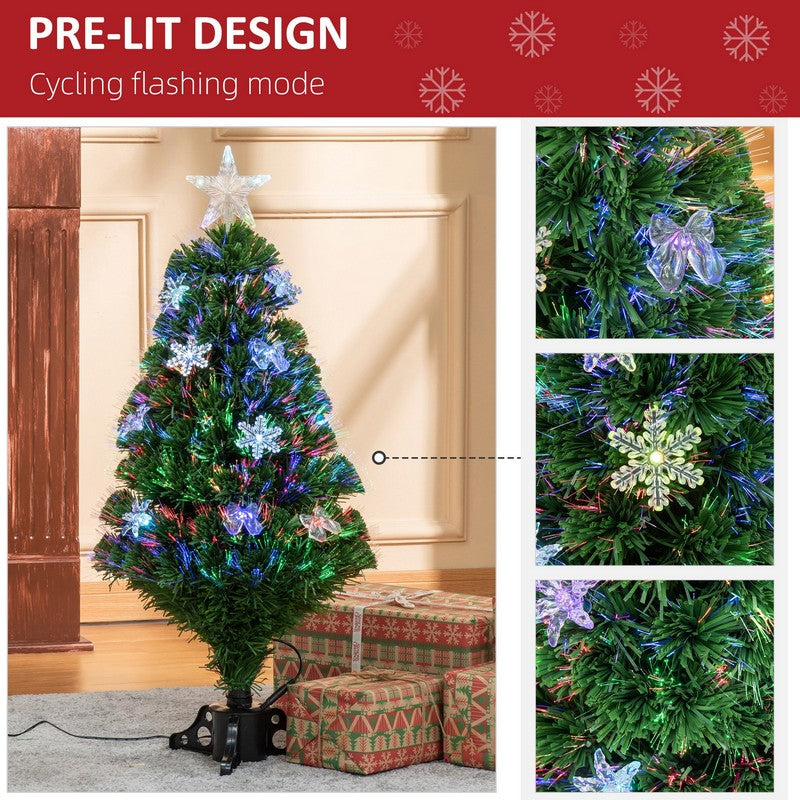 3FT Prelit Artificial Christmas Tree Fiber Optic LED Light Holiday Home Xmas Decoration Tree with Foldable Feet