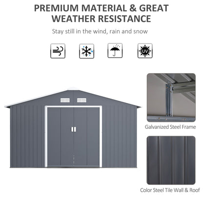 Galvanised 13 x 11' Sliding Double Door Apex Garden Shed With Ventilation Steel Grey by Steadfast