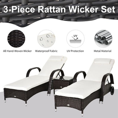 3-Pieces Patio Lounge Chair Set