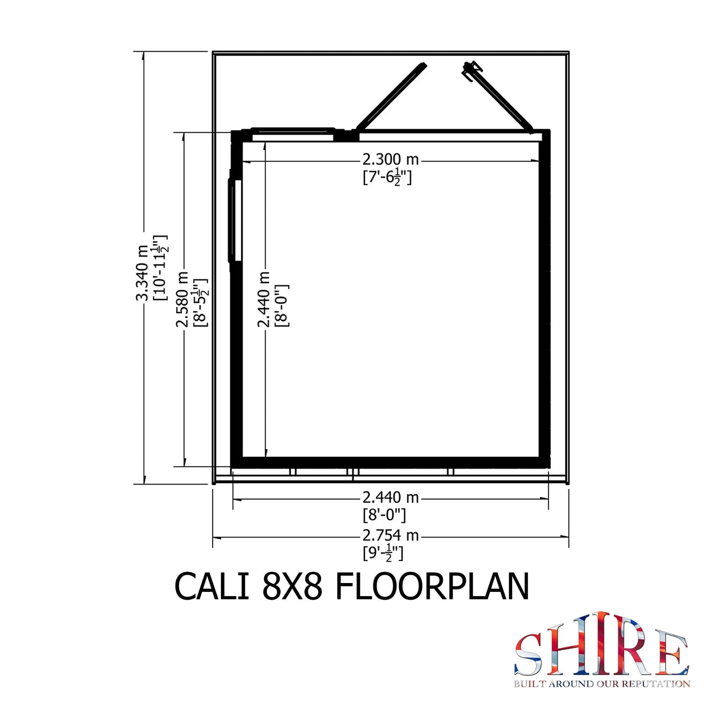 Shire Cali 8' 5" x 8' Pent Garden Office - Premium Wax Board