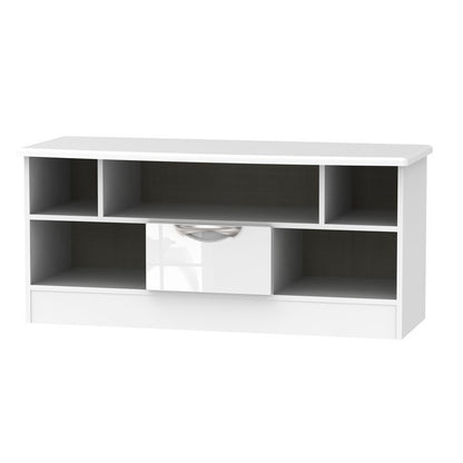 Weybourne TV Unit White 5 Shelves 1 Drawer