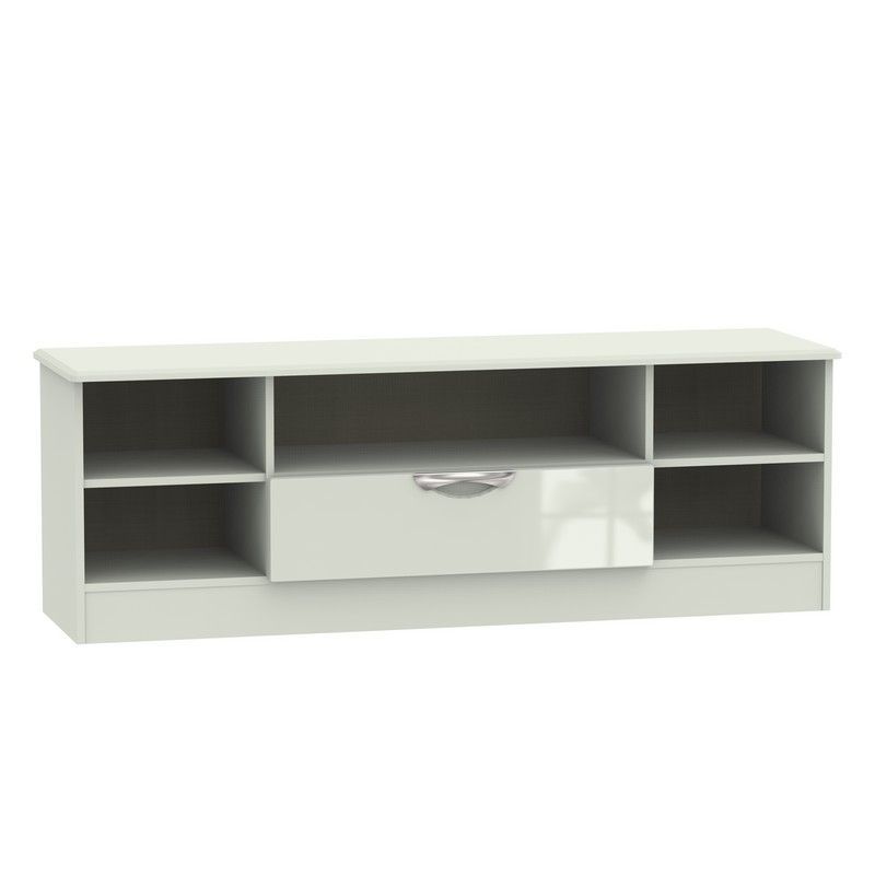 Weybourne TV Unit Large Off-white 5 Shelves 1 Drawer