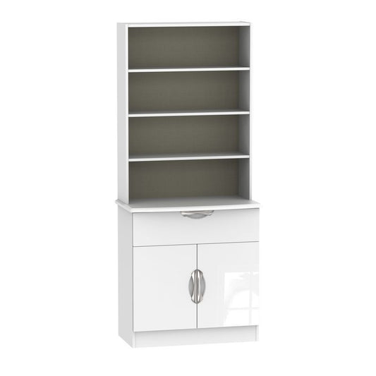 Weybourne Tall Shelving Unit White 2 Doors 4 Shelves 1 Drawer