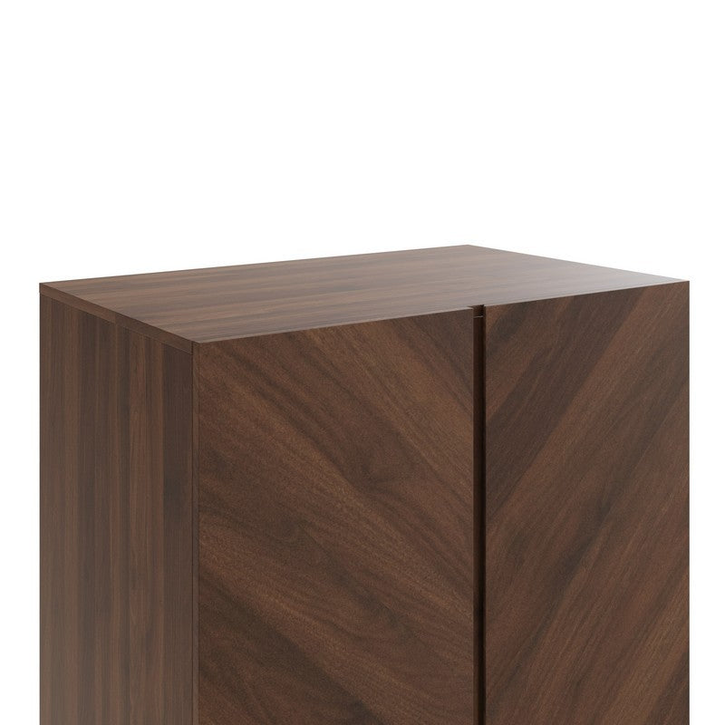 Catania Tall Wardrobe Dark Brown 2 Doors 1 Drawer