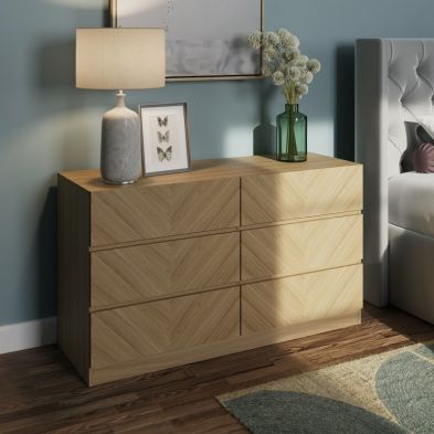 Catania Large Chest of Drawers Light Brown 6 Drawers