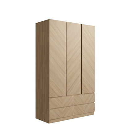 Catania Tall Wardrobe Light Brown 3 Doors 4 Drawers