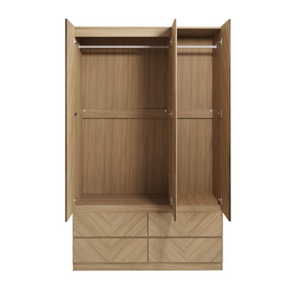 Catania Tall Wardrobe Light Brown 3 Doors 4 Drawers