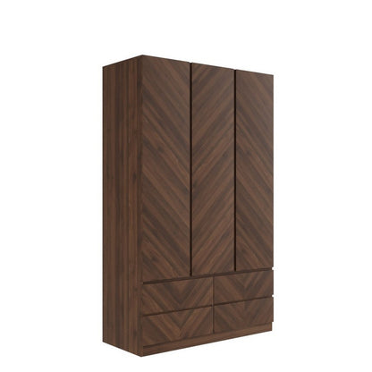 Catania Tall Wardrobe Dark Brown 3 Doors 3 Drawers