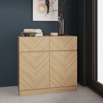 Catania Sideboard Light Brown 2 Doors 2 Shelves 2 Drawers