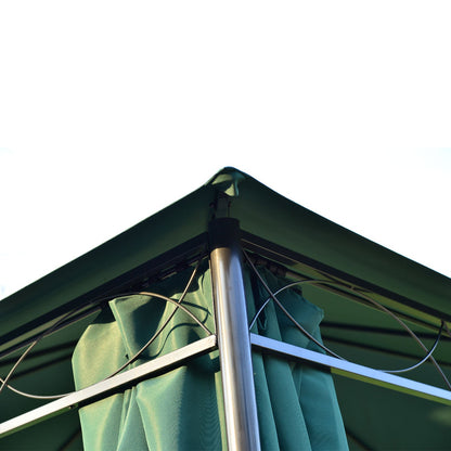 3m x3m Gazebo W/Metal Frame & Side Walls-Dark Green