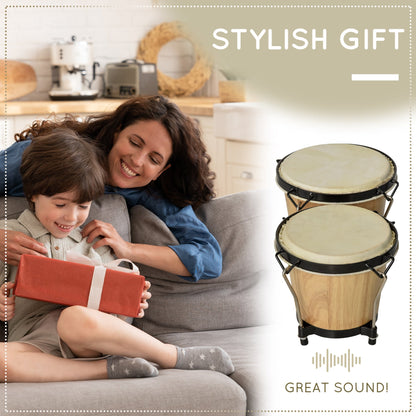 Sheepskin Bongo Drums w/ Tuning Wrench