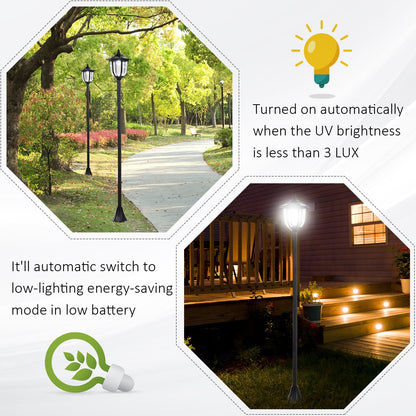 Outdoor Garden Solar Post Lamp Sensor Light LED Lantern Bollard Pathway Torch Light 1.77m Tall