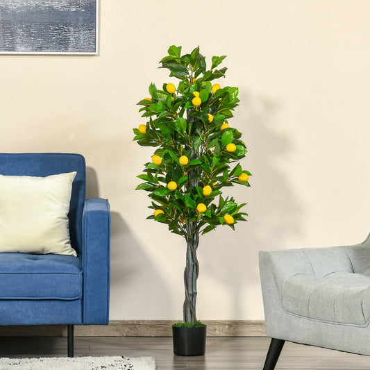 Artificial Lemon Tree Fake Decorative Fruits Plant in Nursery Pot for Indoor Outdoor Décor