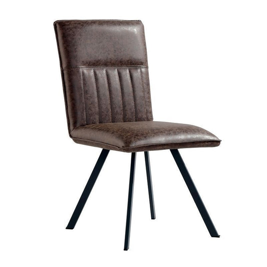 Pair of Urban Retro Dining Chairs Metal & Faux Leather Brown