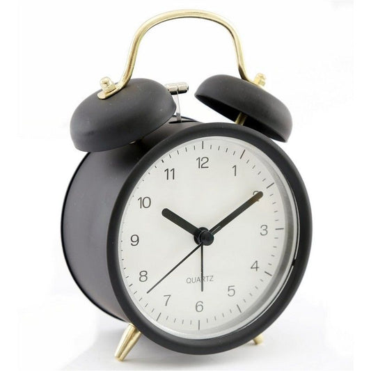 Clock Metal Black & Gold Battery Powered - 15.3cm