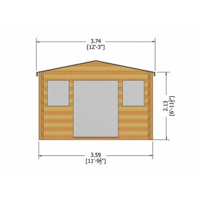 Shire Clipstone 11' 9" x 7' 10" Apex Log Cabin - Premium 28mm Cladding Tongue & Groove with Assembly