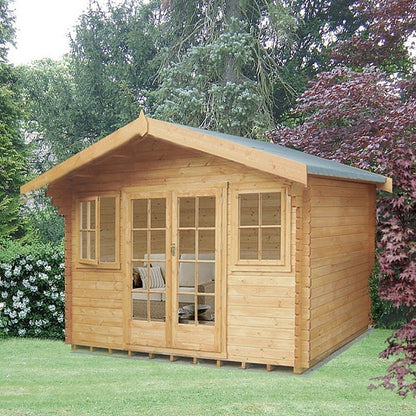 Shire Clipstone 11' 9" x 7' 10" Apex Log Cabin - Premium 70mm Cladding Tongue & Groove