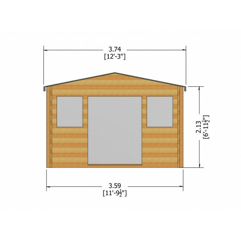 Shire Clipstone 11' 9" x 7' 10" Apex Log Cabin - Premium 70mm Cladding Tongue & Groove