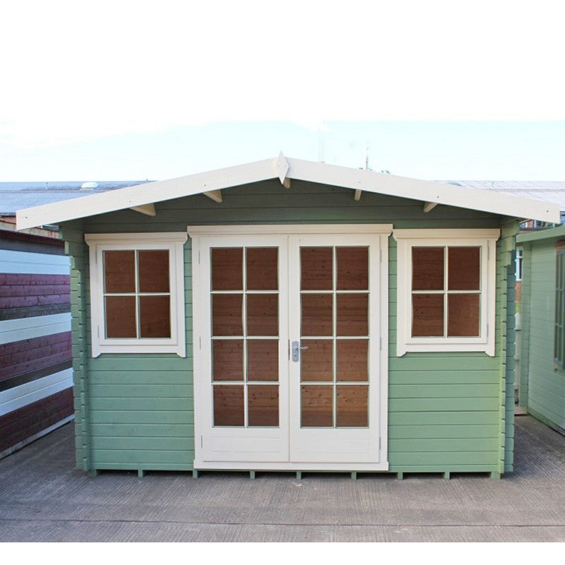 Shire Clipstone 11' 9" x 9' 9" Apex Log Cabin - Premium 44mm Cladding Tongue & Groove