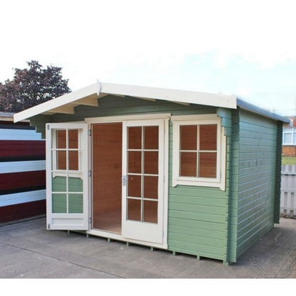 Shire Clipstone 11' 9" x 9' 9" Apex Log Cabin - Premium 34mm Cladding Tongue & Groove