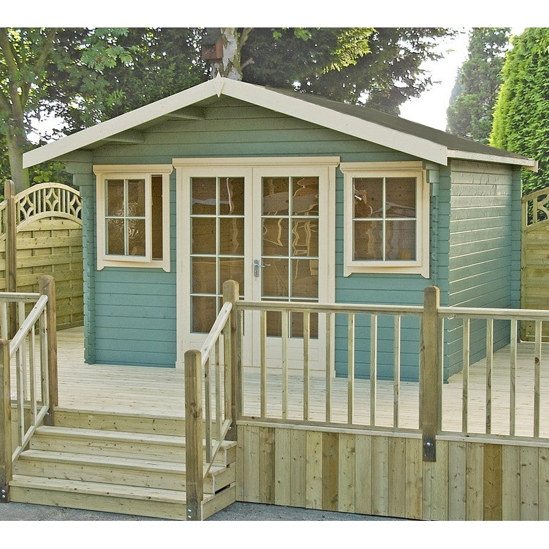 Shire Clipstone 11' 9" x 11' 9" Apex Log Cabin - Premium 28mm Cladding Tongue & Groove with Assembly