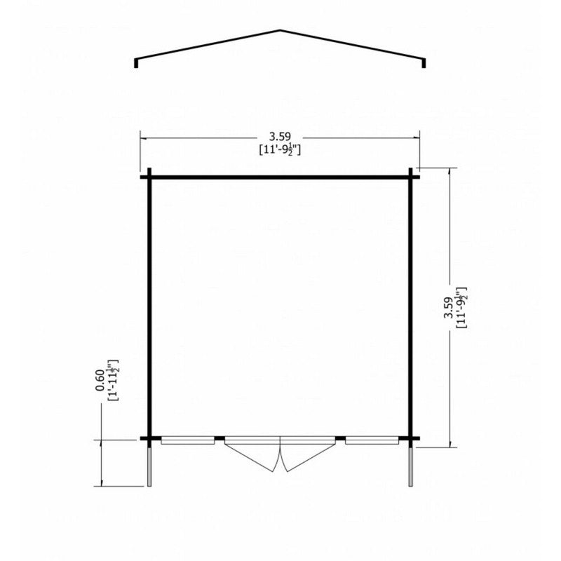 Shire Clipstone 11' 9" x 11' 9" Apex Log Cabin - Premium 28mm Cladding Tongue & Groove with Assembly