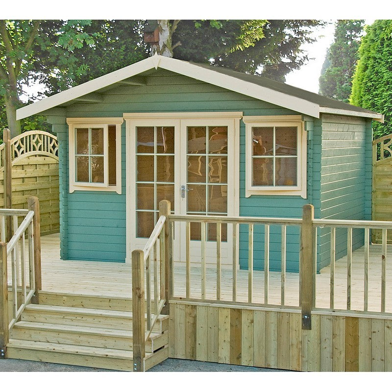 Shire Clipstone 11' 9" x 11' 9" Apex Log Cabin - Premium 44mm Cladding Tongue & Groove