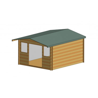 Shire Clipstone 11' 9" x 13' 8" Apex Log Cabin - Premium 70mm Cladding Tongue & Groove