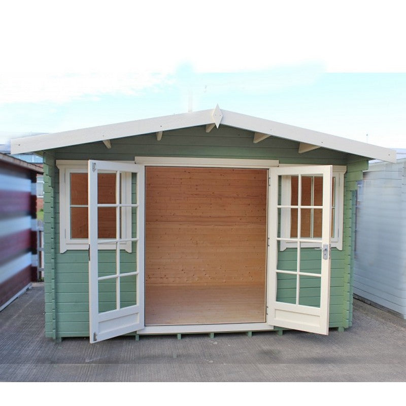 Shire Clipstone 13' 8" x 7' 10" Apex Log Cabin - Premium 28mm Cladding Tongue & Groove with Assembly