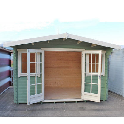 Shire Clipstone 13' 8" x 9' 9" Apex Log Cabin - Premium 28mm Cladding Tongue & Groove with Assembly