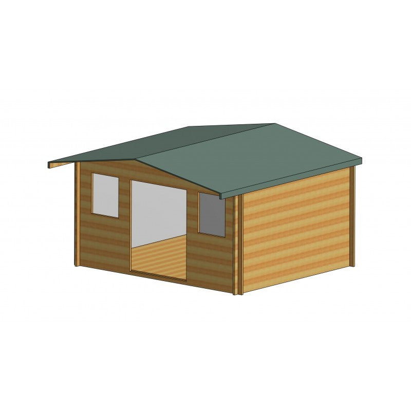 Shire Clipstone 13' 8" x 11' 9" Apex Log Cabin - Premium 44mm Cladding Tongue & Groove