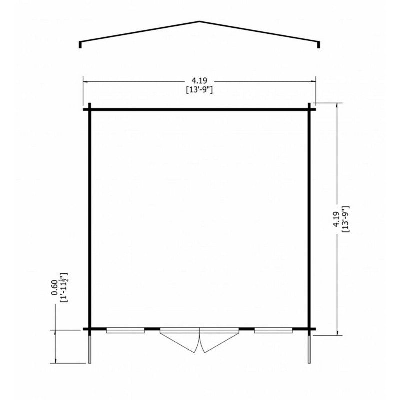 Shire Clipstone 13' 8" x 13' 8" Apex Log Cabin - Premium 28mm Cladding Tongue & Groove with Assembly