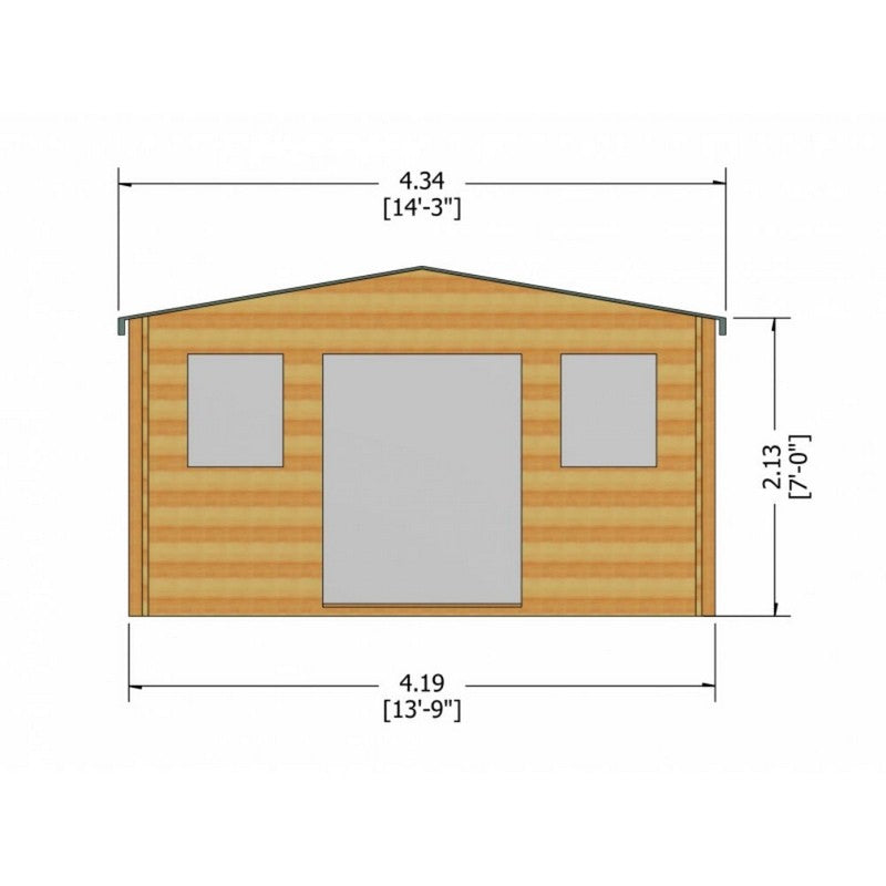 Shire Clipstone 13' 8" x 13' 8" Apex Log Cabin - Premium 28mm Cladding Tongue & Groove with Assembly