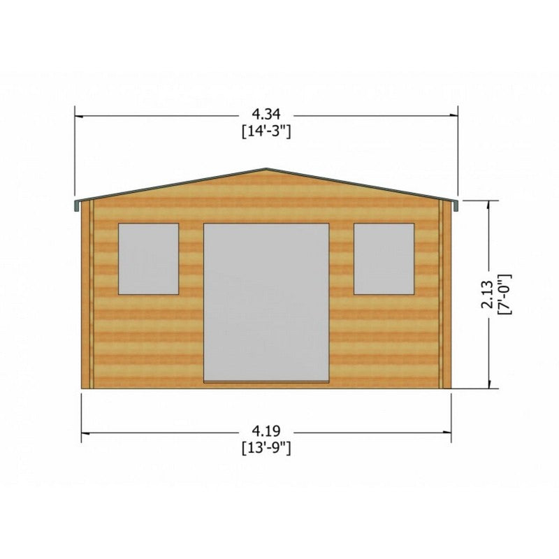 Shire Clipstone 13' 8" x 15' 8" Apex Log Cabin - Premium 28mm Cladding Tongue & Groove with Assembly