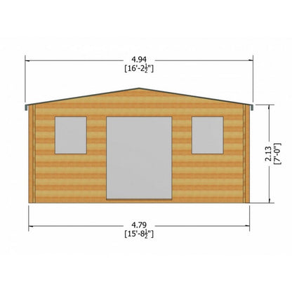 Shire Clipstone 15' 8" x 9' 9" Apex Log Cabin - Premium 28mm Cladding Tongue & Groove