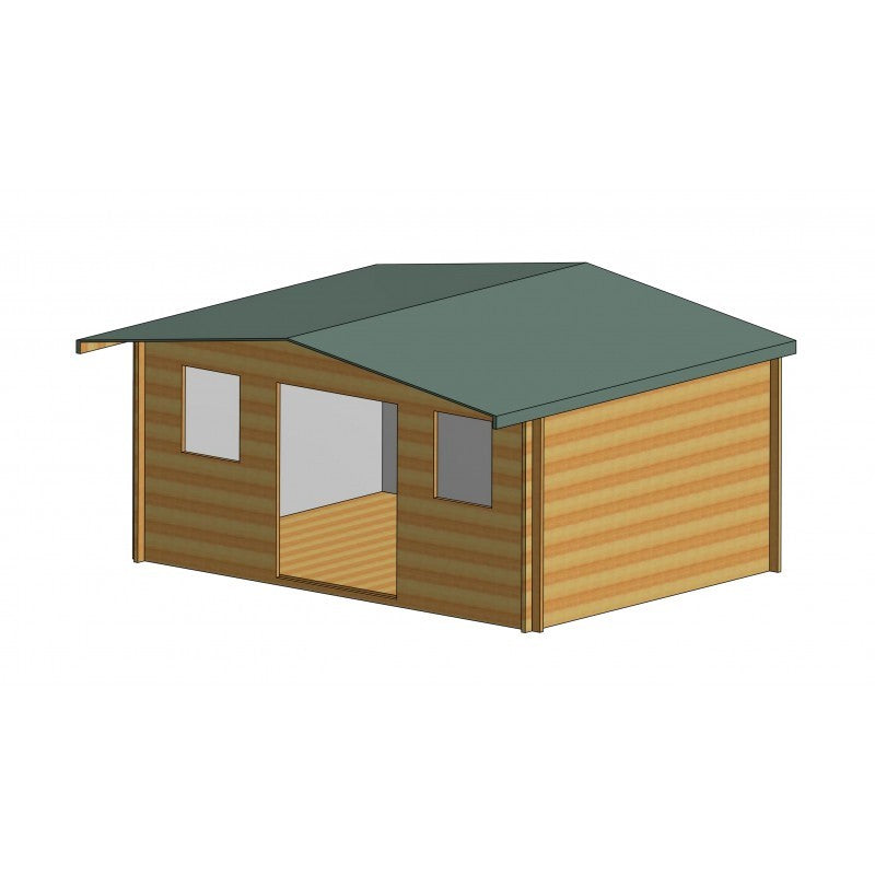 Shire Clipstone 15' 6" x 11' 9" Apex Log Cabin - Premium 44mm Cladding Tongue & Groove