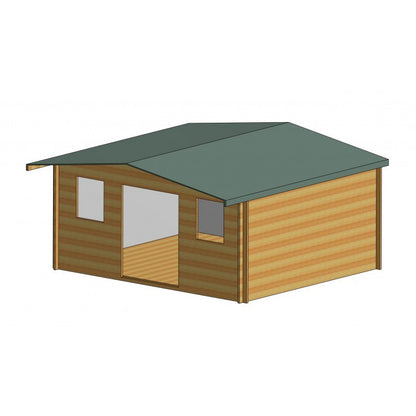 Shire Clipstone 15' 6" x 13' 8" Apex Log Cabin - Premium 34mm Cladding Tongue & Groove