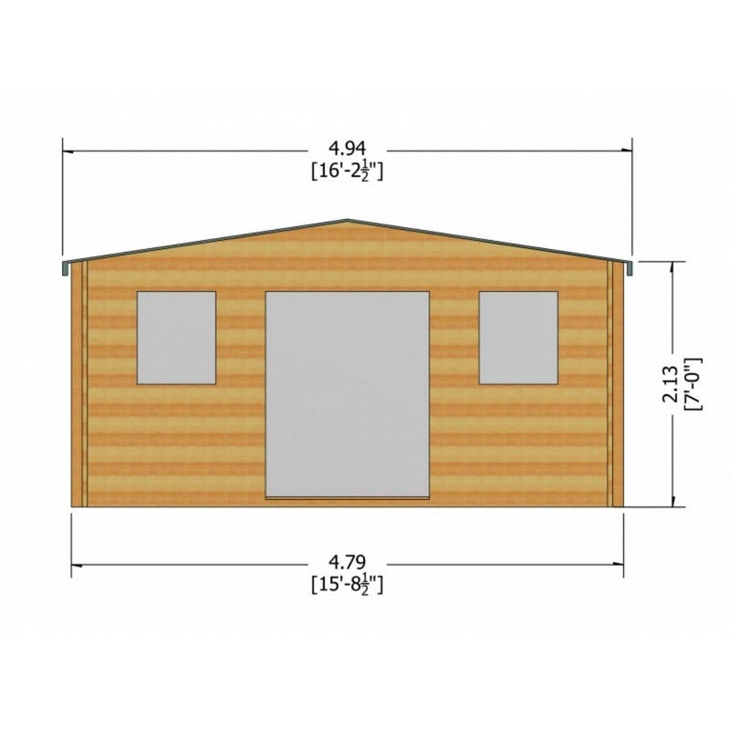 Shire Clipstone 15' 8" x 15' 8" Apex Log Cabin - Premium 28mm Cladding Tongue & Groove with Assembly