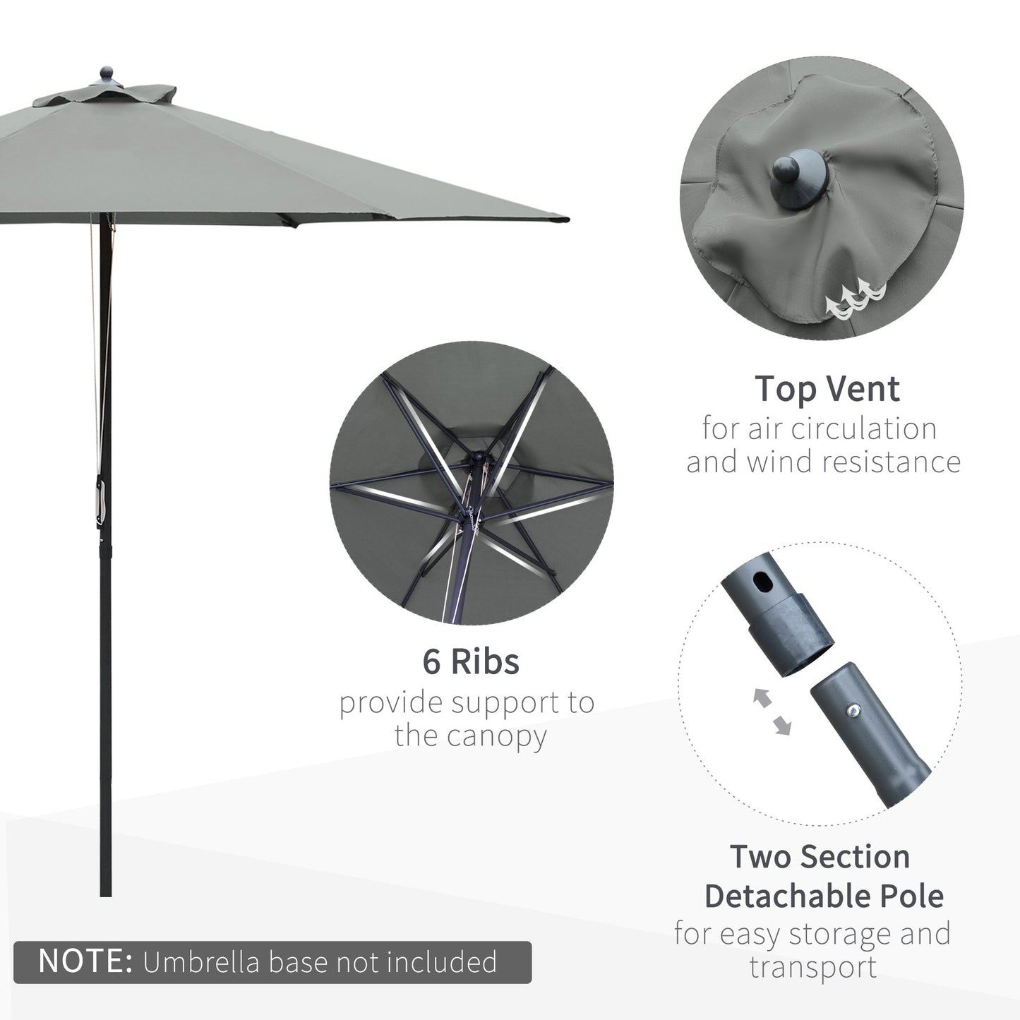 2.8m Garden Parasol Umbrella