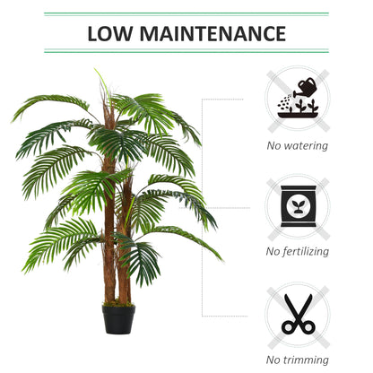 120cm/4FT Artificial Palm Tree Decorative Plant w/ 19 Leaves Nursery Pot Fake Plastic Indoor Outdoor Greenery Home Office Décor