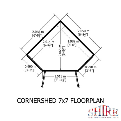 Shire Corner 6' 8" x 6' 8" Flat Shed - Premium Pressure Treated Shiplap