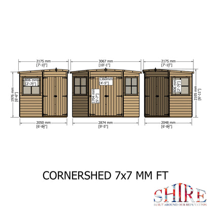 Shire Corner 6' 8" x 6' 8" Flat Shed - Premium Pressure Treated Shiplap