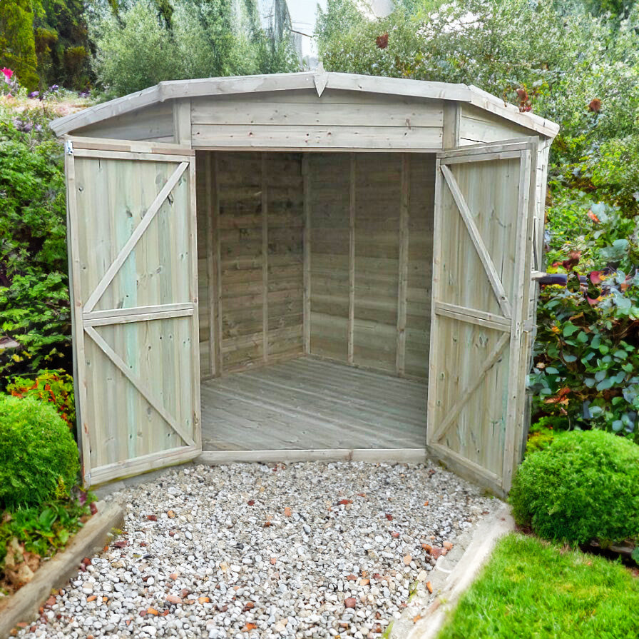 Shire Corner 6' 8" x 6' 8" Flat Shed - Premium Pressure Treated Shiplap