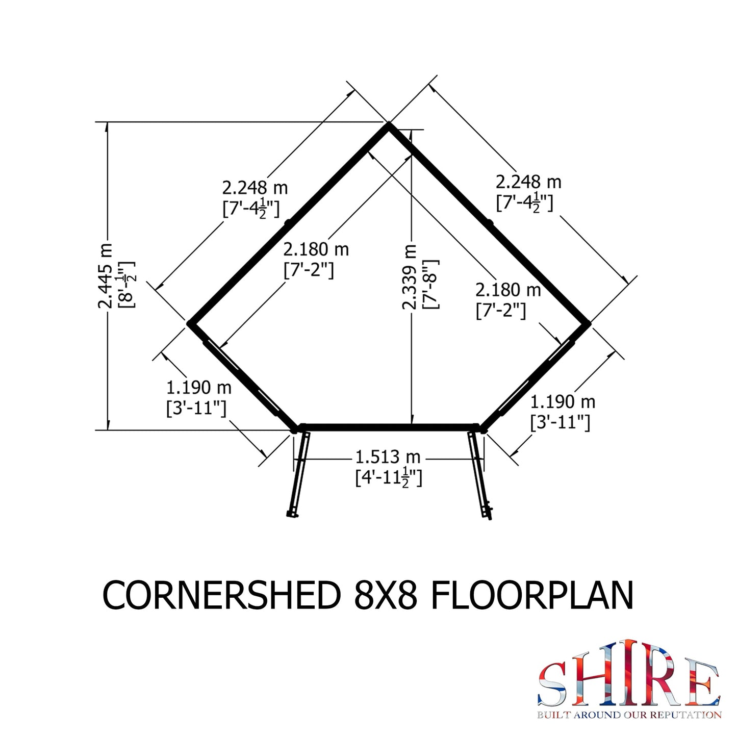 Shire Corner 7' 4" x 7' 4" Flat Shed - Premium Pressure Treated Shiplap