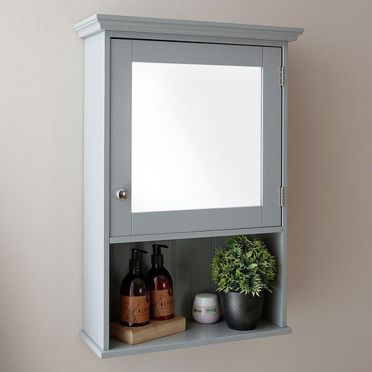 Colonial Bathroom Cabinet Grey 1 Door 3 Shelves