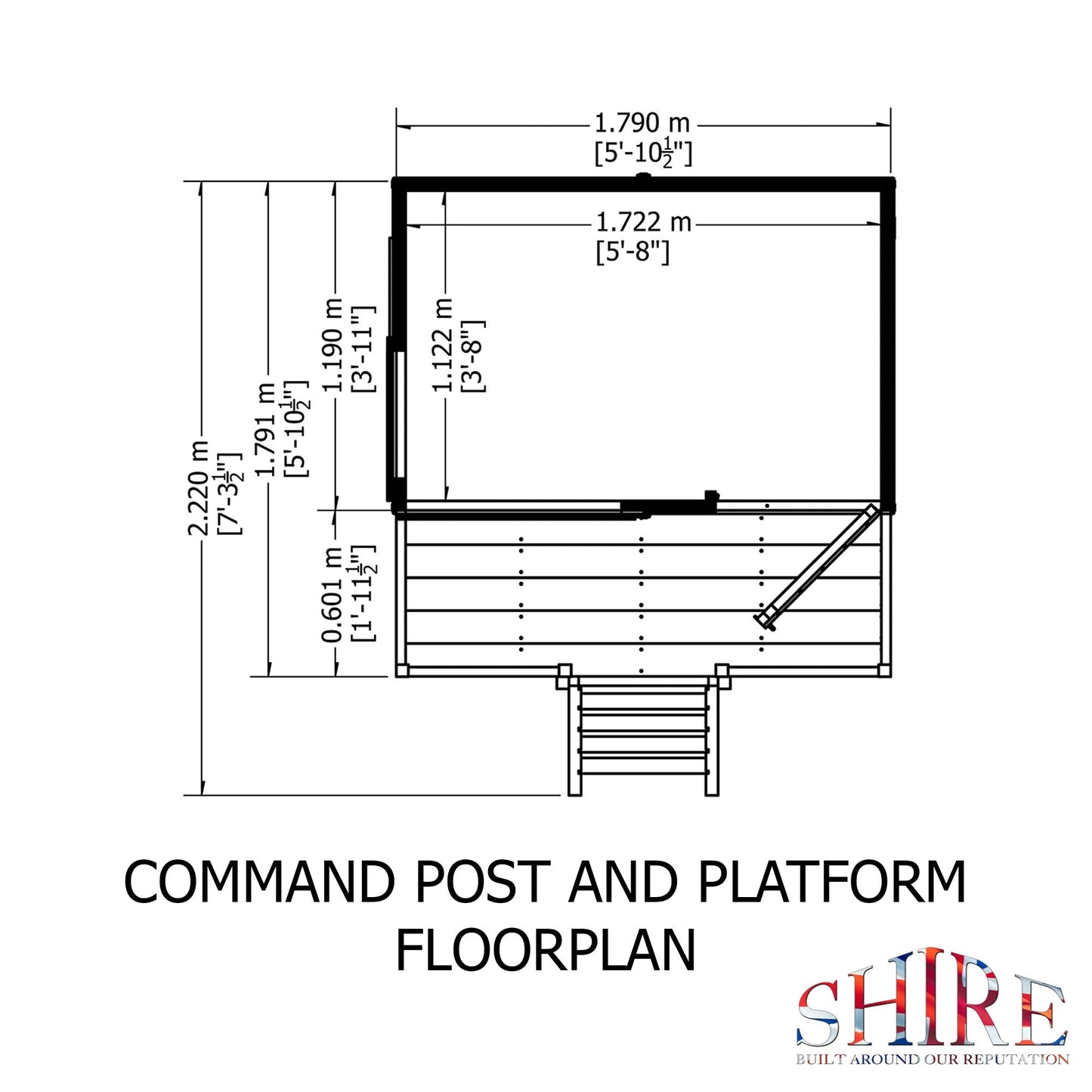 Shire Command Post 5' 10" x 7' 4" Pent Children's Playhouse - Premium Dip Treated Shiplap