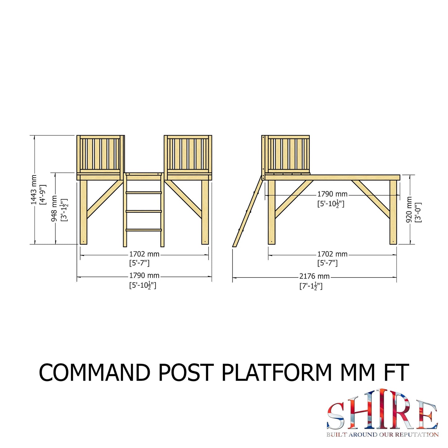 Shire Command Post 5' 10" x 7' 4" Pent Children's Playhouse - Premium Dip Treated Shiplap