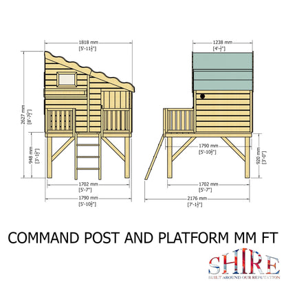 Shire Command Post 5' 10" x 7' 4" Pent Children's Playhouse - Premium Dip Treated Shiplap