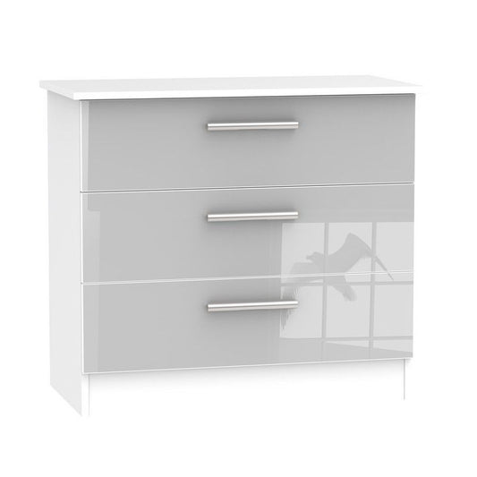 Buxton Chest of Drawers White & Grey 3 Drawers