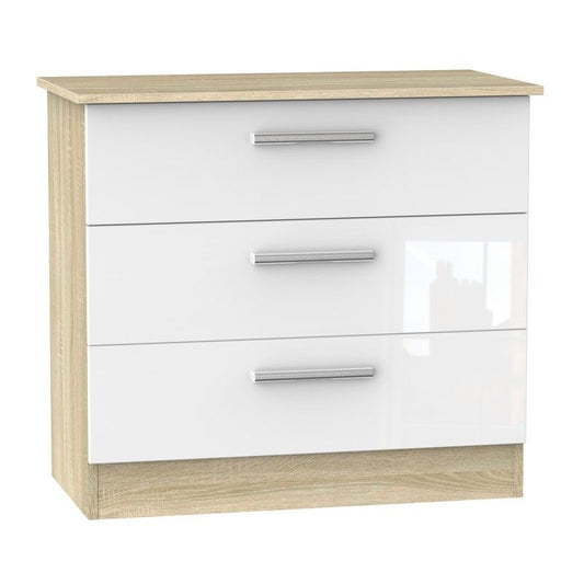 Buxton Chest of Drawers Natural & White 3 Drawers